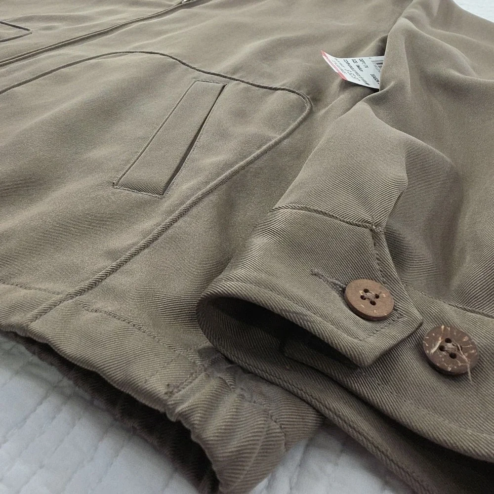 Tommy Bahama 100% Silk Full Zip Jacket‎ Mens M Slick Green Rayon Lined NEW NWT
